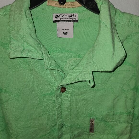 Columbia Mens XXL River Lodge Shirt Green Fishing Short Sleeve SS137 - Picture 3 of 3